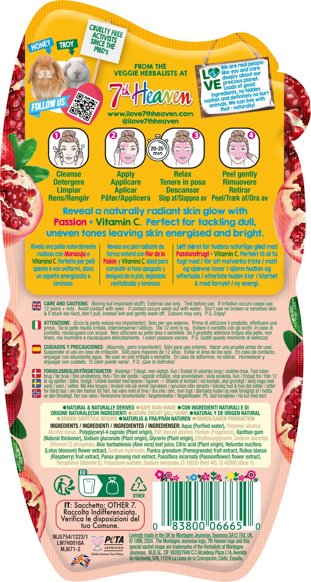 Posvjetljujuća maska za lice s cvijetom strasti i vitaminom C Maske za lice