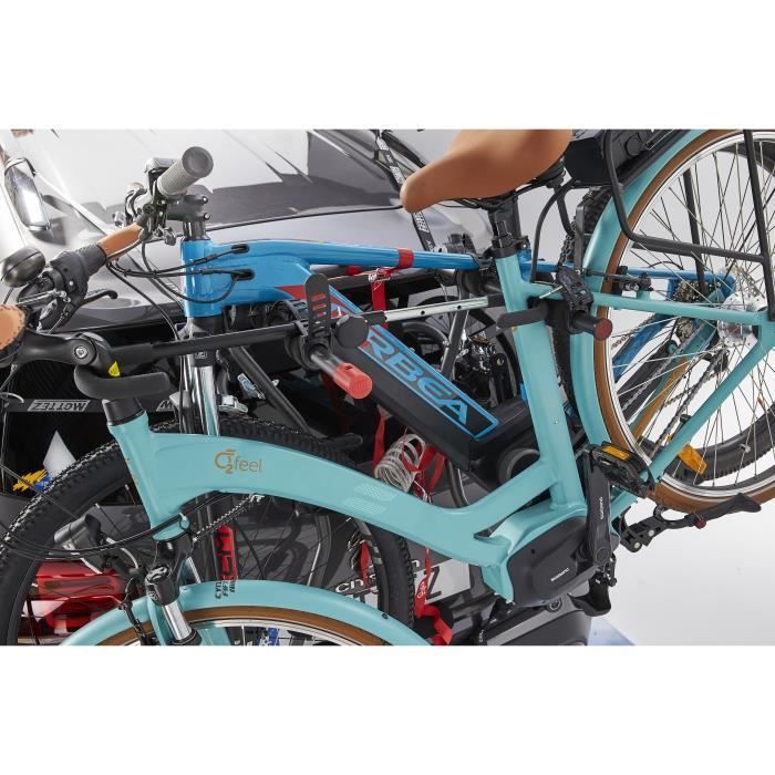 Portabicicletas MOTTEZ para 2 bicicletas eléctricas: se puede montar en el portón trasero, la barra del techo o el riel del techo.