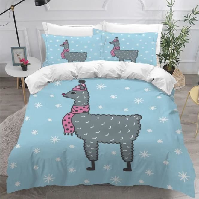 Juego de ropa de cama infantil - Alpaca - Funda nórdica 140x200cm - Microfibra hipoalergénica - 3 piezas