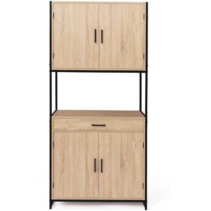 Aparador de cozinha IDMARKET Detroit de 80 cm, 4 portas, design industrial + gaveta