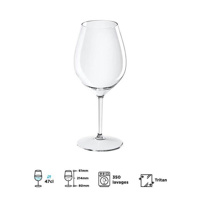 Unbreakable Multicolor Wine Cocktail Glass 47cl - Set of 6 - Tritan Glass, Reusable 350 Washes, Multicolor