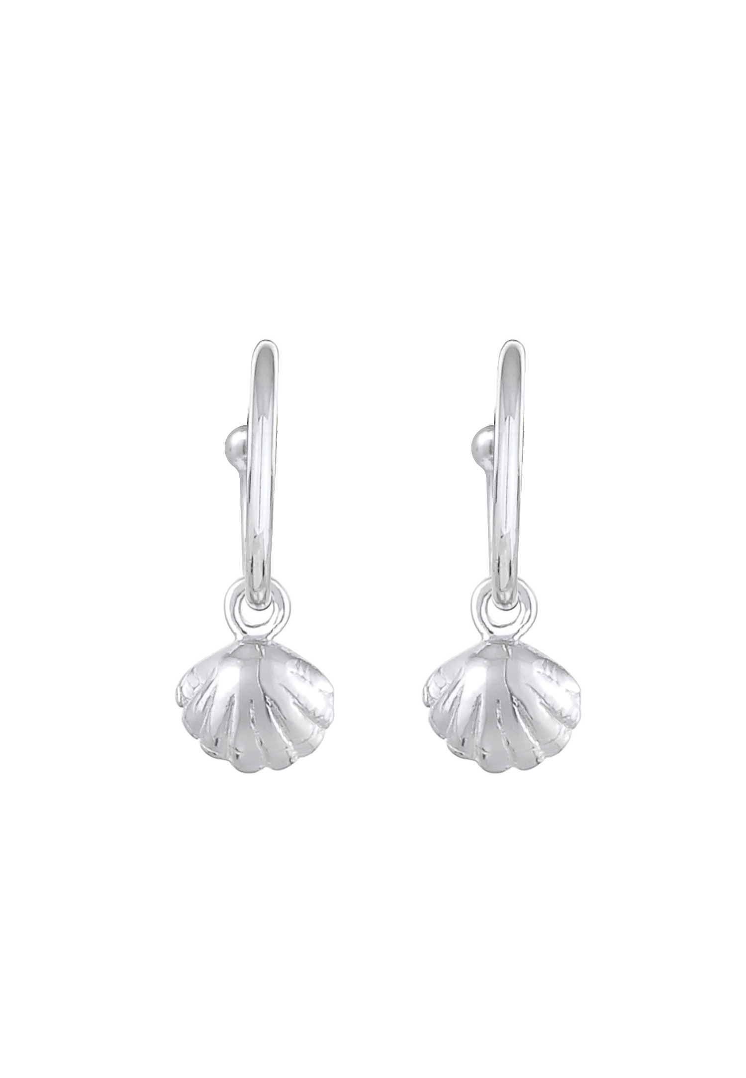 Elli Créoles Coquillage de Coeur Plage Été Trend Boucles d'Oreilles Femme - (925/1000) Argent