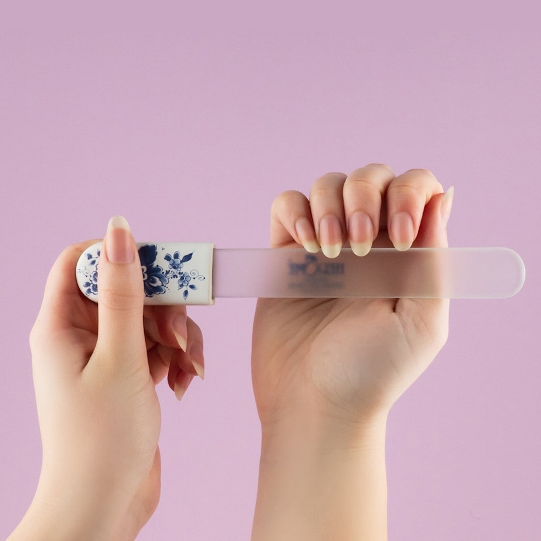 Lima de unhas Herome Cosmetics, lima de vidro grande – Azul Delft – 1 unidade