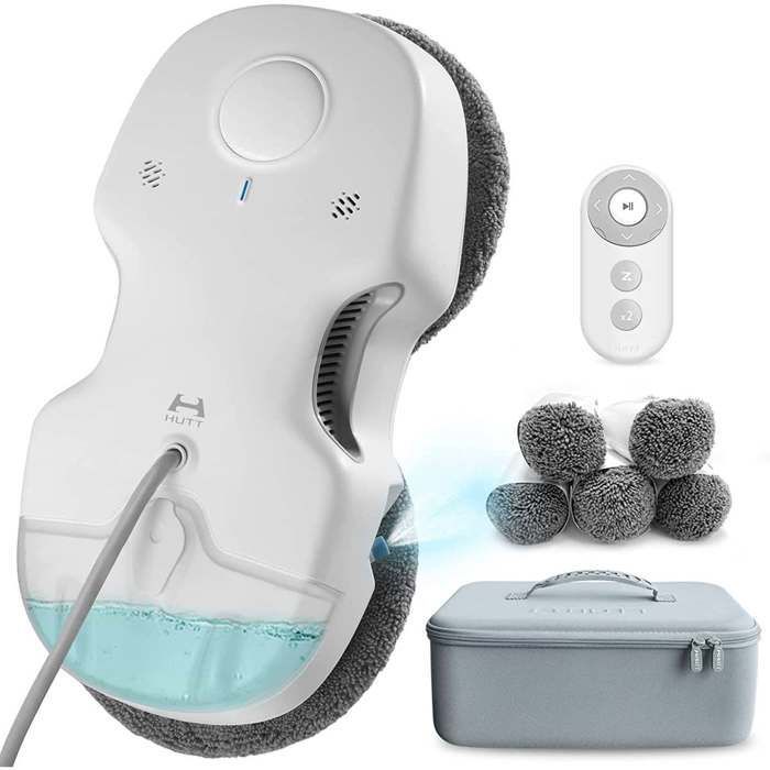 Robot limpiacristales HUTT C6 con depósito de agua de 80 ml, succión de 3800 Pa, navegación inteligente y mando a distancia.