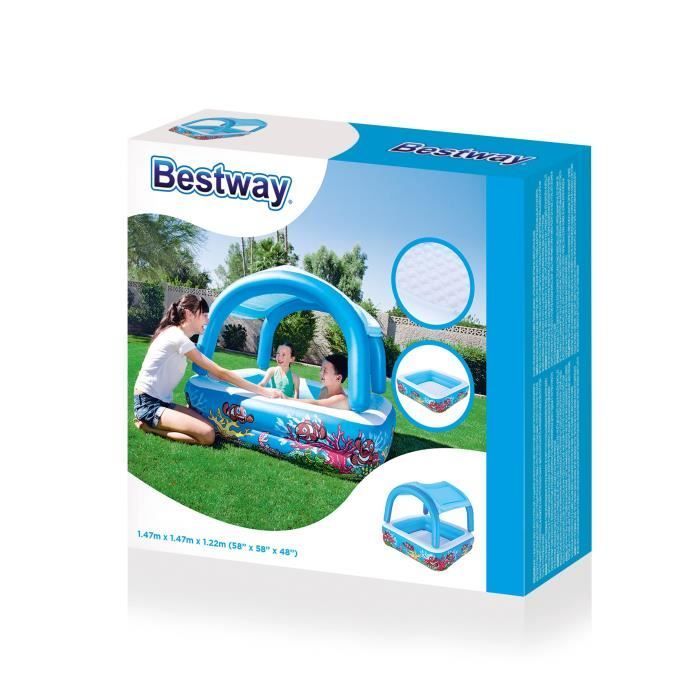 BESTWAY Square Inflatable Pool 147 x 147 cm + Sunshade