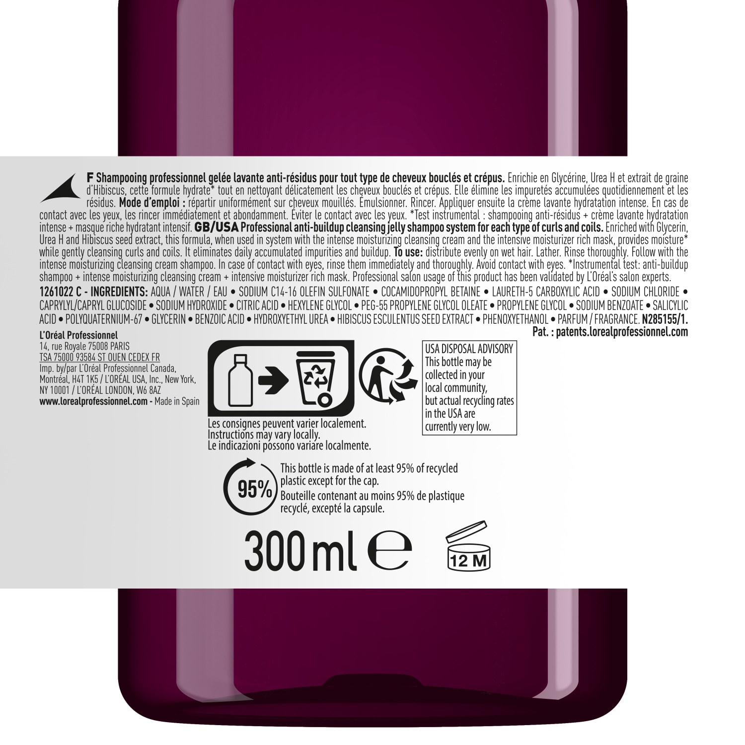L'Oréal Professionnel Curl Expression Anti-Buildup Reinigingsgel Shampoo - 300 ml