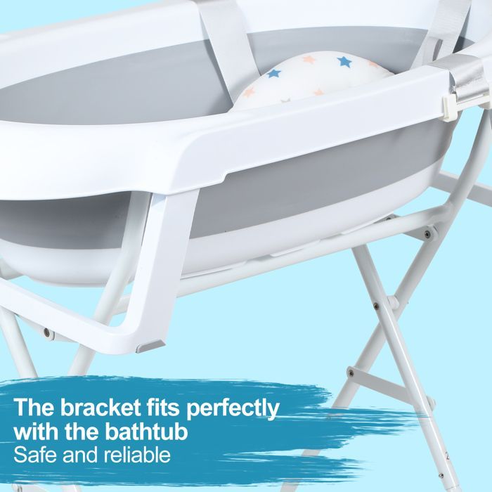 Eulenke Babybadewanne – Faltbare Babybadewanne mit Badekissen – Badewanne mit Gestell