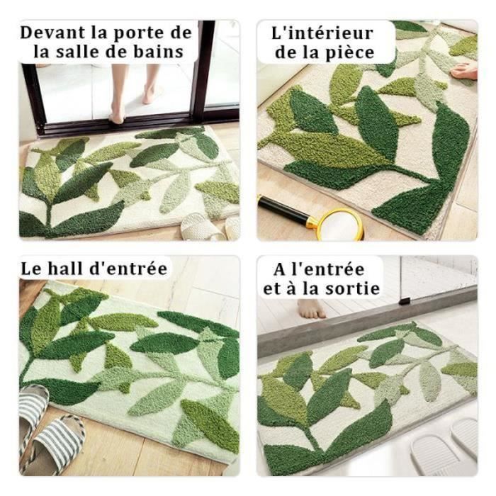 Alfombrilla de baño - 50x80cm - Duradera - Absorbente - Antideslizante - Suave y cómoda - Lavable a máquina - Hoja verde