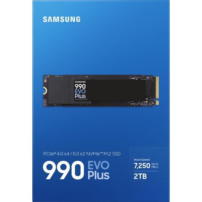 SSD interno - SAMSUNG - 990 EVO Plus 2TB - NVMe M.2 PCIe 4.0x4 - Velocidad de lectura de hasta 7250 MB/s