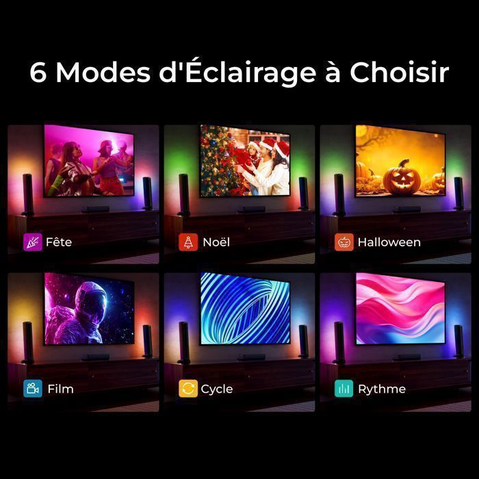 ULTIMEA Barre de son 7.1 canaux pour TV avec Caisson de Basse filaire, lumière RVB, contrôle des App, puissance de crête 410W