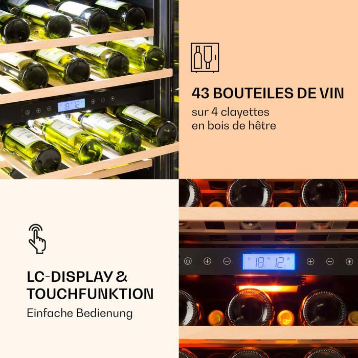 Cave à vin réfrigérée - Klarstein Vinovilla Duo43 - 129 litres / 43 bouteilles