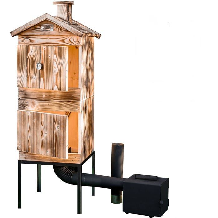 Ahumador modular de abeto de 2 x 50 cm, ahumador tradicional de jardín a leña, sin tratar, con gran cámara de combustión ADGO