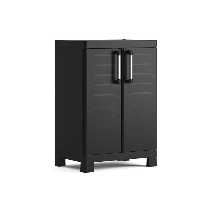 Armario de exterior Terrebonne Dmora, plástico negro, 45x65x97 cm (alto)