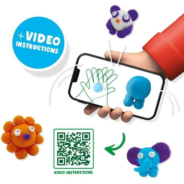 FunDo modeling clay - Wild animals (3x90gr-1x40gr) - SES CREATIVE - Interactive for young children.