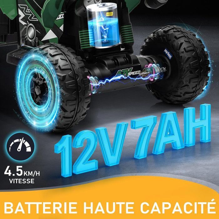 Cochecito eléctrico infantil LALAHO de 12 V y 7 Ah - para niños de 3 a 6 años - 4,5 km/h máx., verde