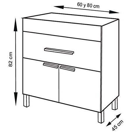 Mueble de baño suspendido VEGA - Fresno de té - Lavabo individual - 80x82x45cm