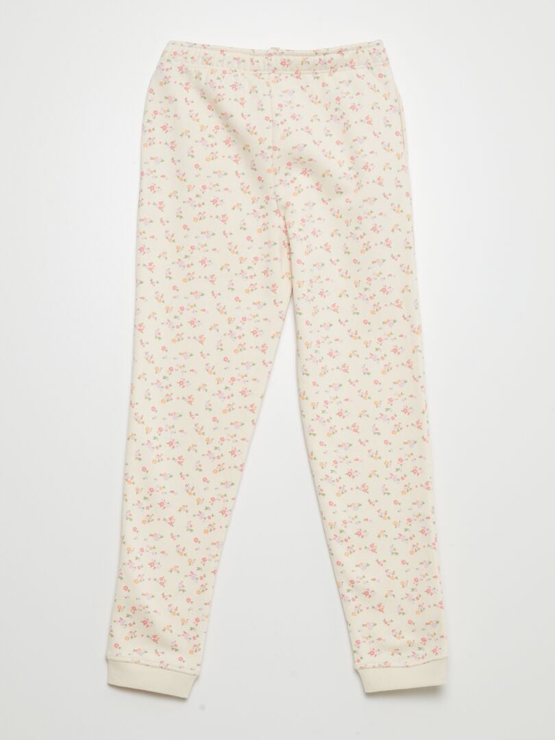 Bedrukte fleece joggingbroek - BEIGE