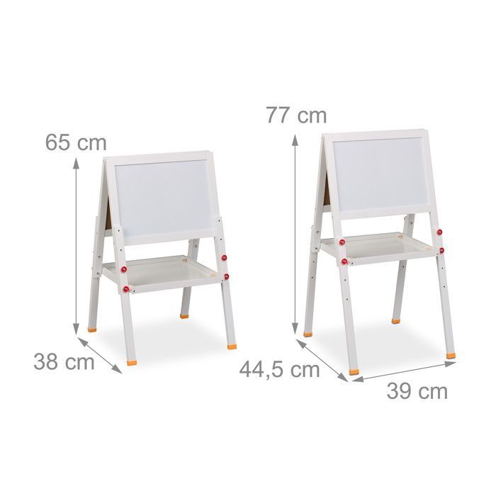 Magnetisch whiteboard van Reladays, in hoogte verstelbaar, HxBxD: 77 x 39 x 44,5 cm, wit