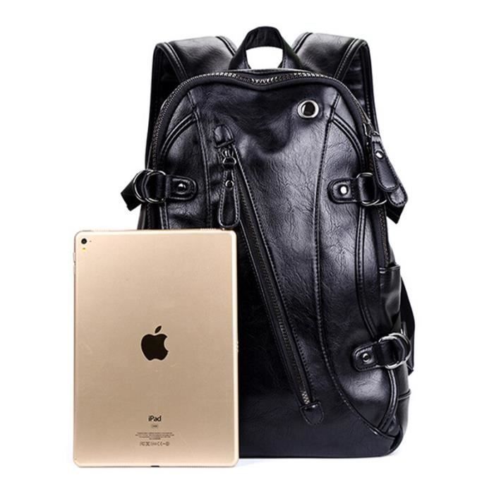 Mochila de cuero - Equipaje y artículos de cuero - Estilo preppy - Impermeable - Informal - Negra