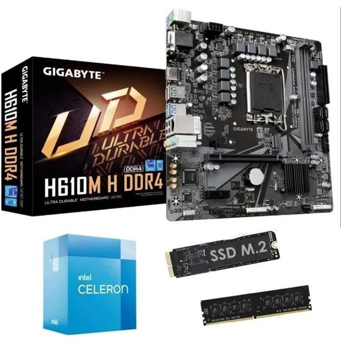 Kit Upgrade PC - Gigabyte - H610M - Intel Core i3 12100 - 8 Go RAM - SSD 480 Go
