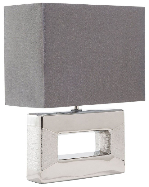 Lampka nocna stołowa porcelana 42cm srebrna