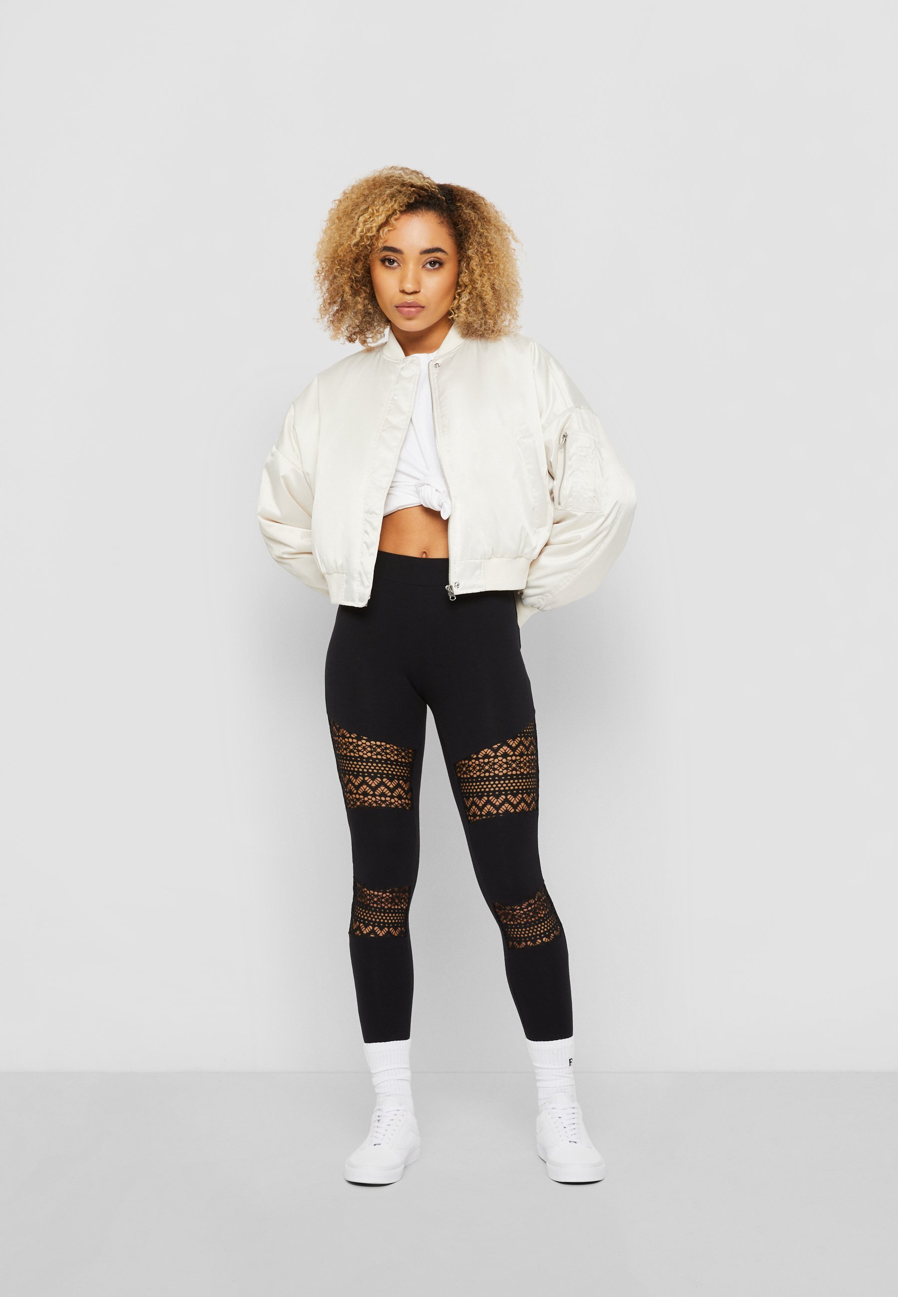Urban Classics gehaakte leggings - broek - zwart