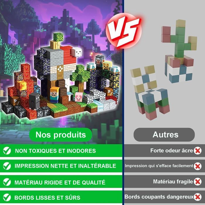 Cubo magnetico - Blocco magnetico - Set di costruzioni magnetiche per bambini - 200 pezzi, 2 x 2 x 2 cm - Giocattolo per bambini dai 3 ai 6 anni