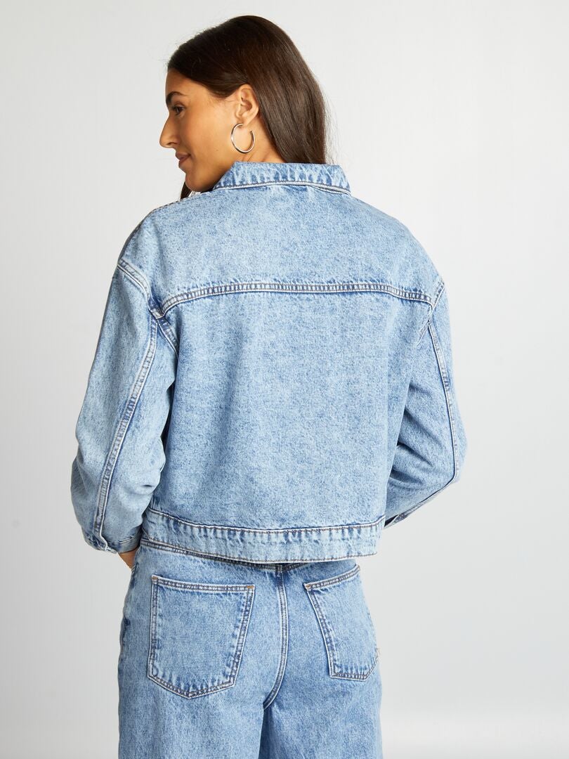 Jaqueta jeans curta - AZUL