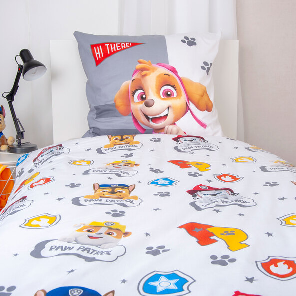 Paw Patrol sängkläder, 135 x 200 cm, vit