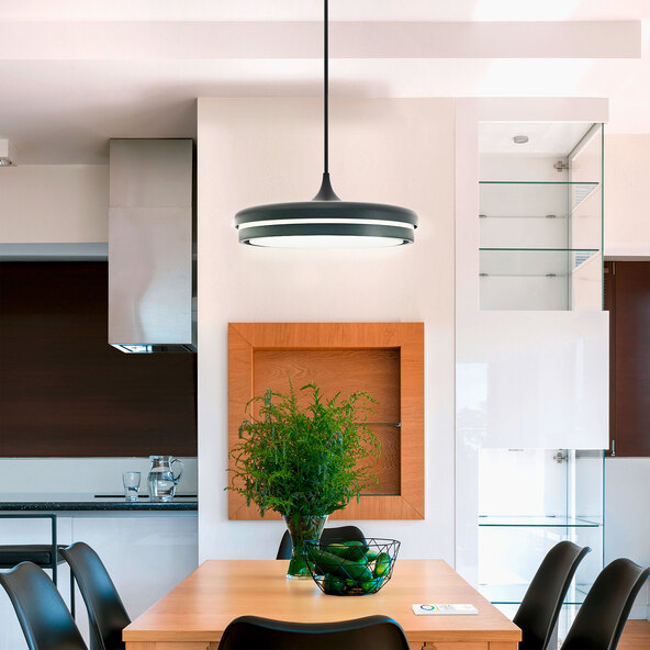 Έξυπνο κρεμαστό φωτιστικό LED Kea λευκό+χρώμα, Ø 42 cm