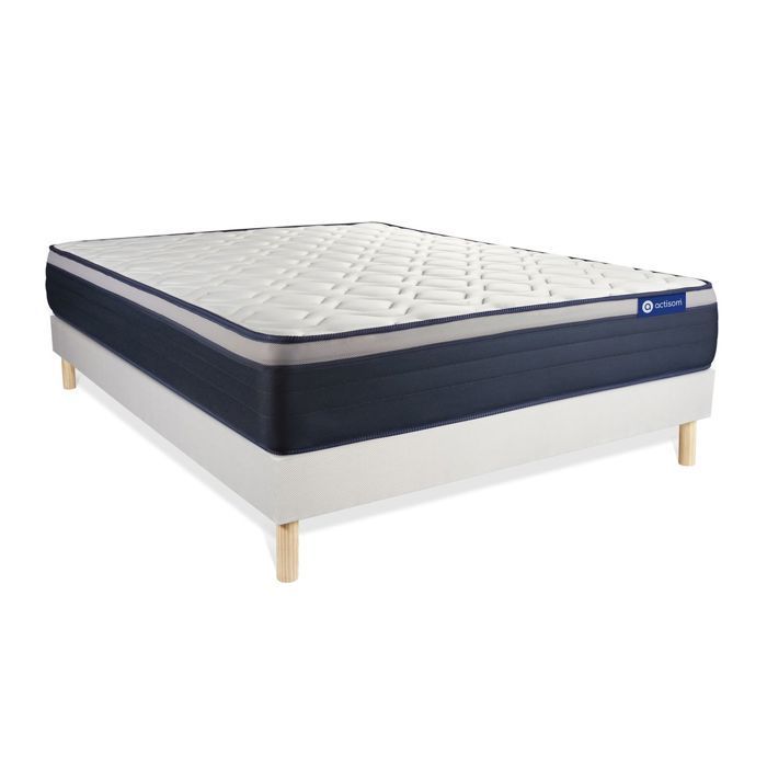 Conjunto de colchão e base de cama 120x190 cm - Base de cama branca (necessita montagem) - Actimemo Max