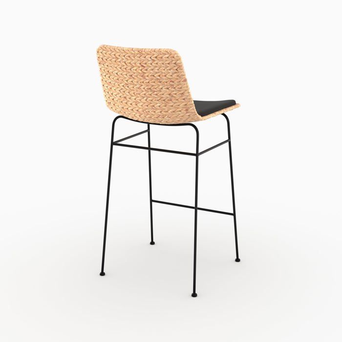 Lot de 2 chaises pour îlot central 66 cm en matière naturelle et noir - Faro - Rendez-Vous Déco