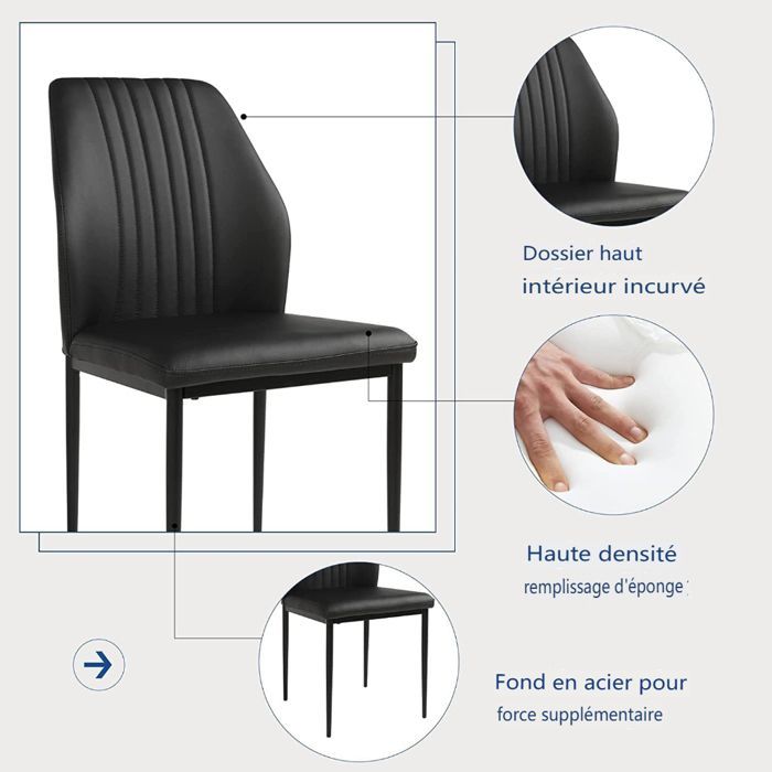 JIEXI Ensemble de table à manger moderne pour 6 à 8 personnes, table à manger extensible (table extensible + 6 chaises noires)