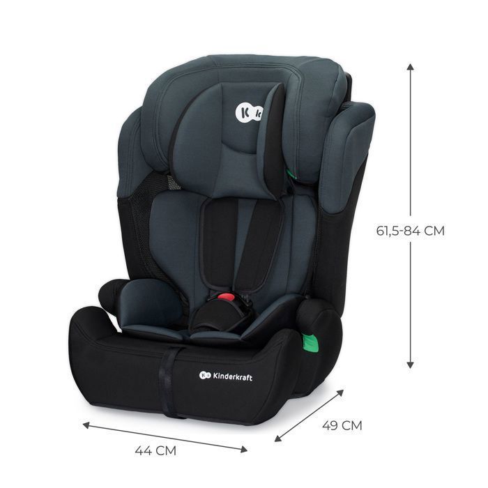 Seggiolino auto Kinderkraft COMFORT UP I-SIZE, 76–150 cm, da 15 mesi a 12 anni, poggiatesta regolabile, facile installazione, nero.