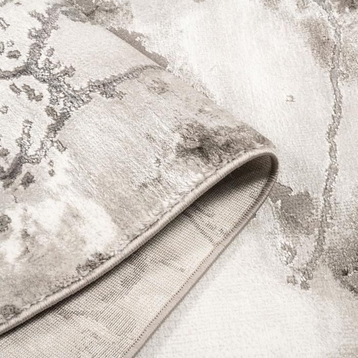 tapis salon 160x230 tissé gris rectangle motif abstrait MARBAL