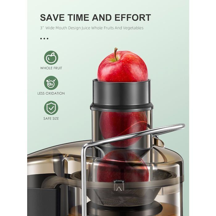 500W Centrifugal Juicer with 3-Inch Wide Feed Chute, Easy to Clean, Stainless Steel, BPA-Free