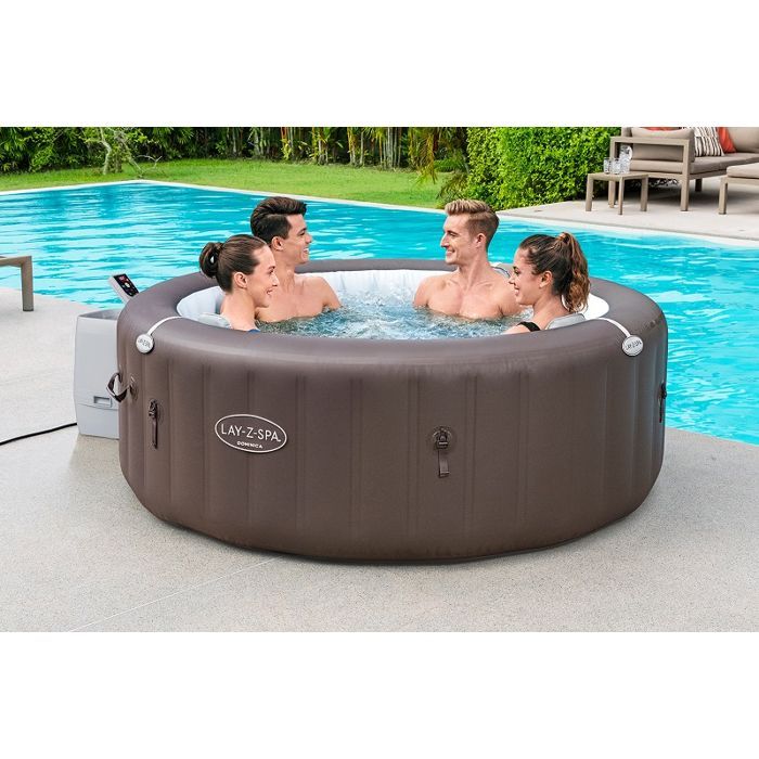 BESTWAY inflatable spa - Lay-Z-Spa Dominica - 140 airjets - 196 x 71 cm - 4 to 6 seats - Round (cover, cartridge, 4 headrests)