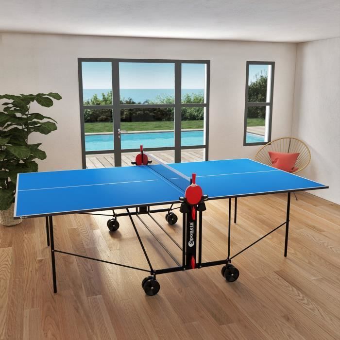 SPONETA - Tavolo da ping pong - Tavolo da ping pong compatto - Uso interno - Blu e nero