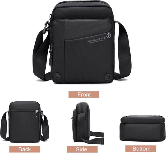 Sacoche Bandoulière - David Jones - Sac Bandoulière Homme Nylon Porté Epaule - Noir