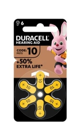 DURACELL Hörgerätebatterien Duracell Easytab 10 Gelb, 6 Batterien