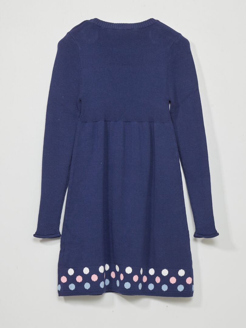 Maxi-trui met wijde pijpen en stippen - BLAUW