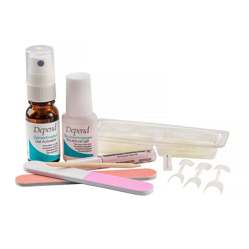 Kit de uñas de gel sueltas Depend estilo francés/natural