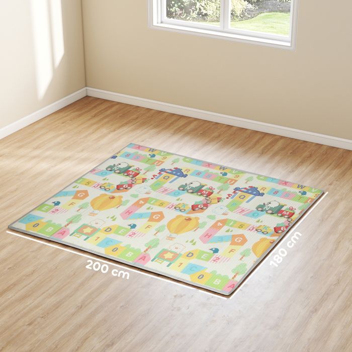 Tapis de jeu pour bébé - AIYAPLAY - pliable et réversible - en mousse épais - XPE - 200 x 180 x 1,5 cm - multicolore