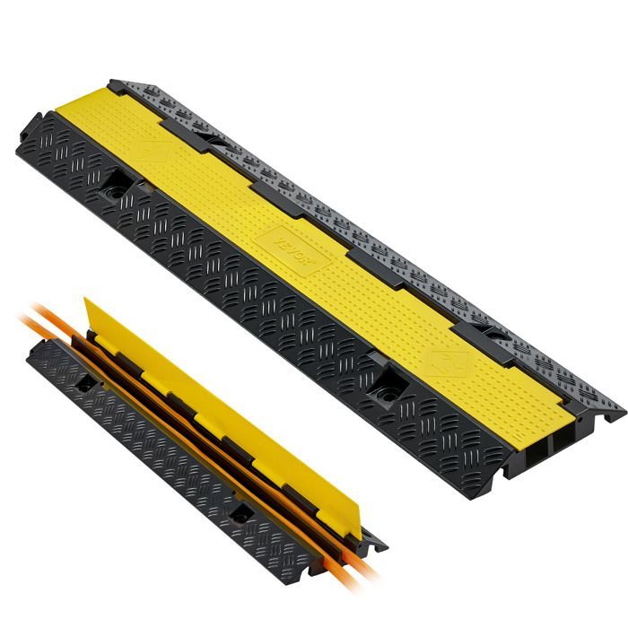 Rampa de protección de cables VEVOR - Capacidad de carga 9979 kg - Canaleta para cables de suelo de 2 vías 32 x 31 mm - con tapa abatible