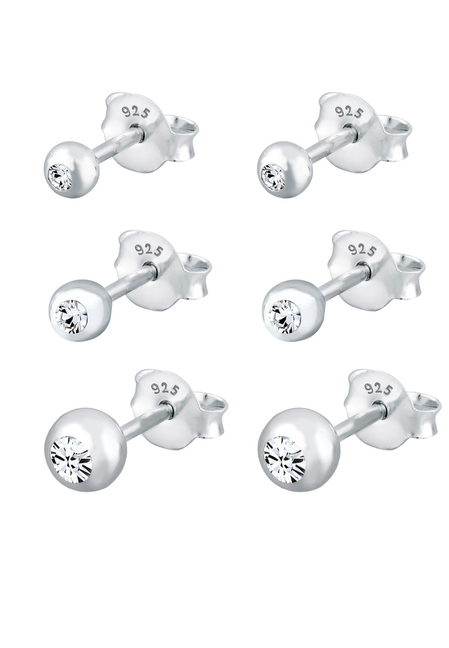 Elli Set de Cristal Clous d'Oreilles Femme (925/1000) Argent