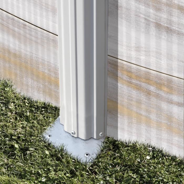 GRE - Piscina ovalada de acero de 5,27 m x 3,27 m x 1,22 m de altura - Efecto madera nórdica, filtración de arena, refuerzos visibles