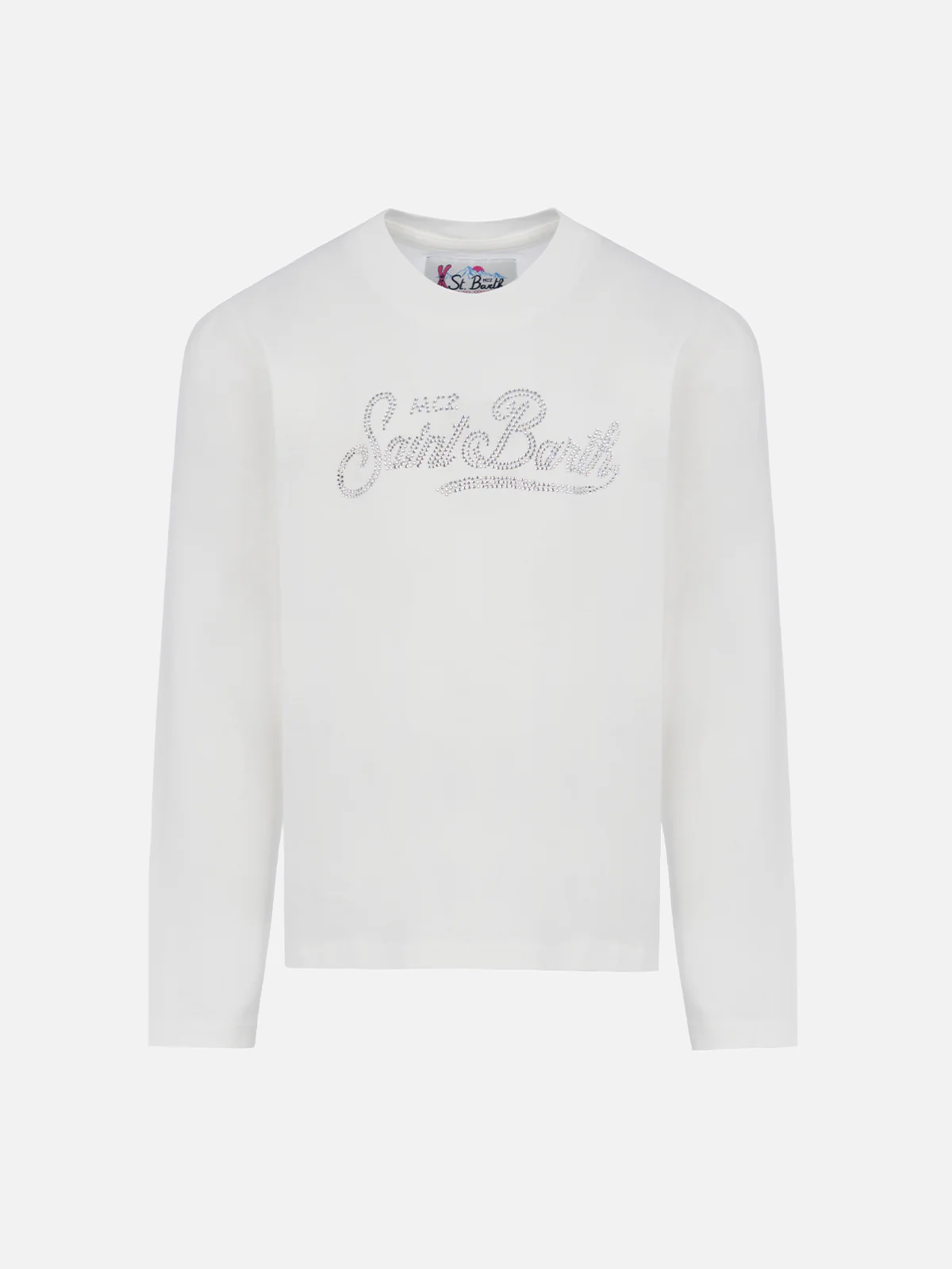 T-shirt bianca a maniche lunghe da bambina Penny con logo Saint Barth