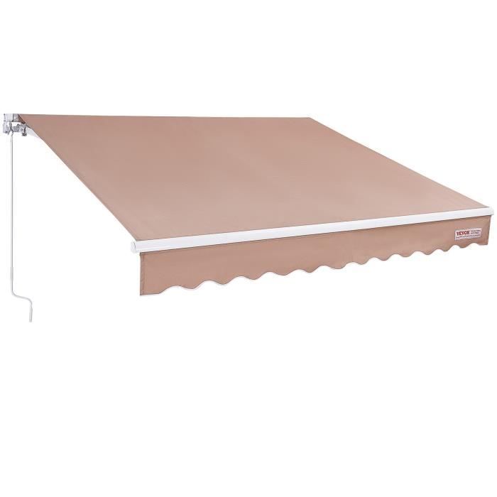 Toldo manual VEVOR - Toldo retráctil para terraza exterior de 4x2,4 m, ajustable de 40° a 90° - para patio, jardín, balcón