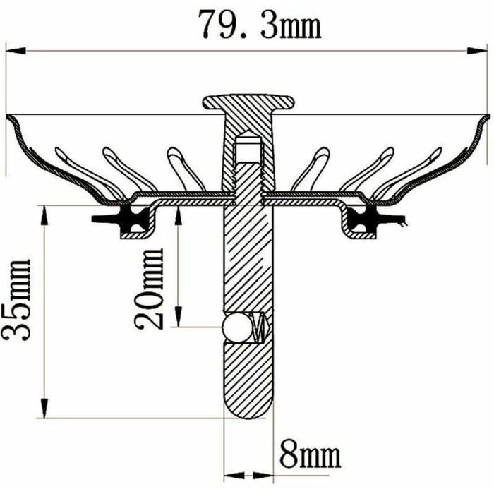 Cestello di scarico per lavello, 80 mm, acciaio inox, universale, lavabile, anti-trabocco
