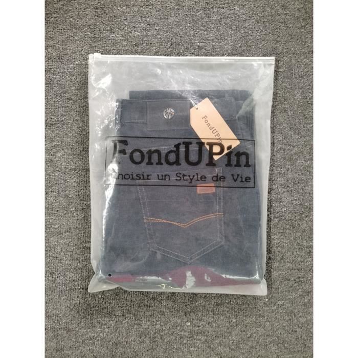 Pantalones vaqueros para hombre - FONDUPIN - Corte recto ajustado elástico - Negro